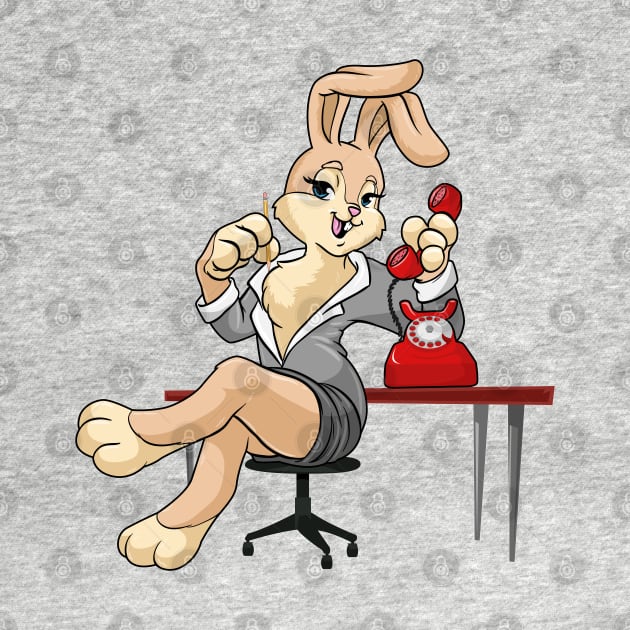 Bunny as secretary with phone and pencil by Markus Schnabel